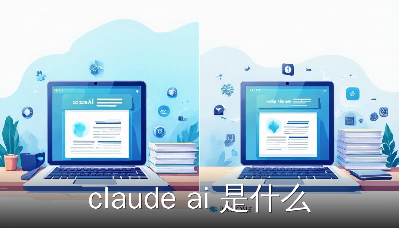 Claude AI 界面与文档合同插画，展示其处理长文本和合同分析功能